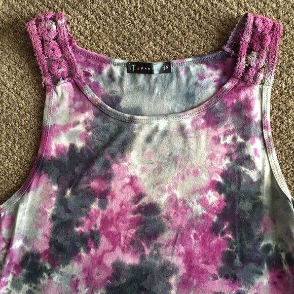 Shades of Purple & Grey Tie Dye Tank Top - Picture 2 of 5